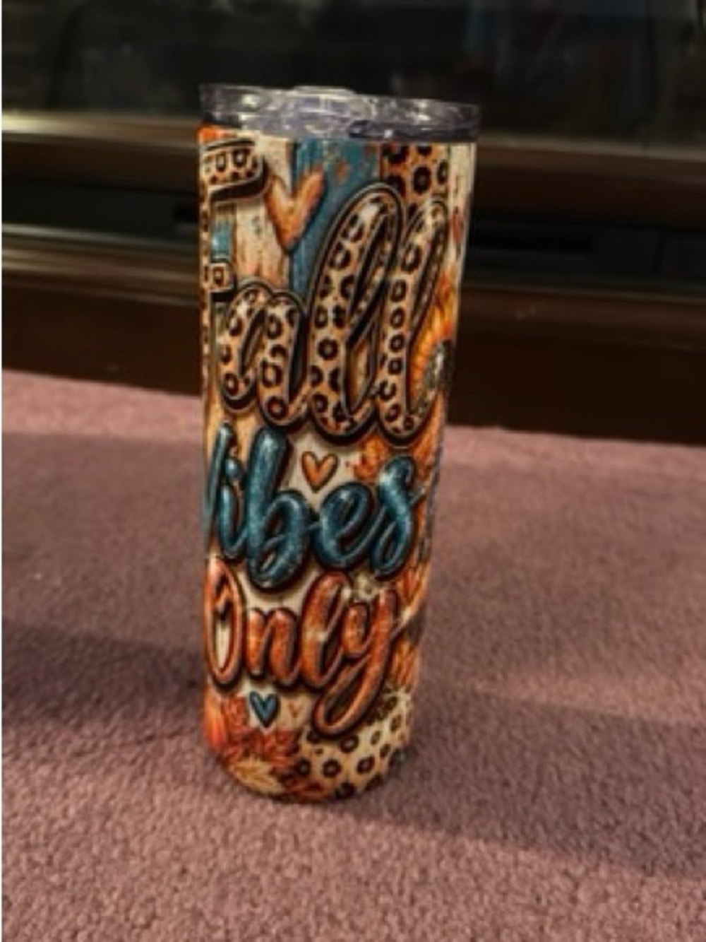 Good Vibes Only Leopard Accent Tumbler - Blue and Orange
